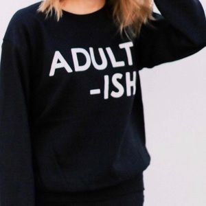 NEW Adultish Graphic top long sleeve pink black
